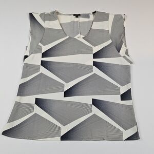 Express Womens Geometrical Pattern Blouse Sz M Quiet Luxury Minimalist Classic‎